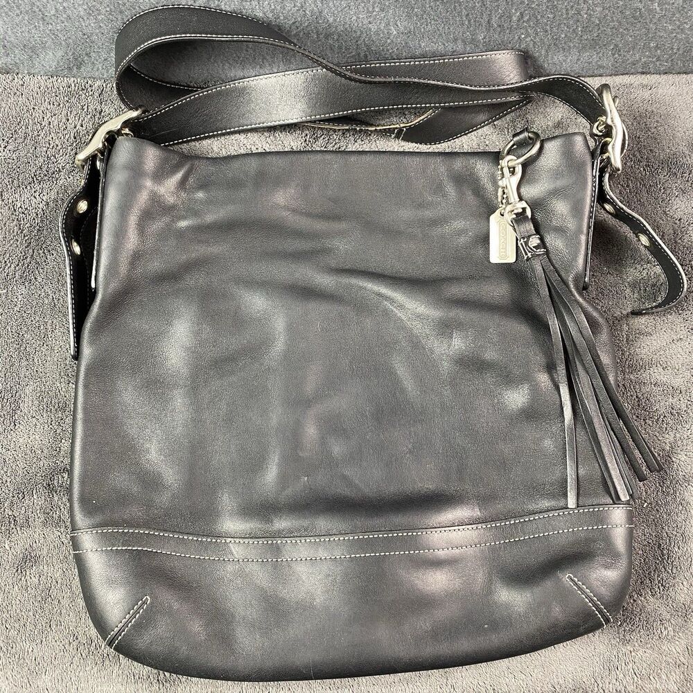 COACH Black Leather Soho Slim Duffle Crossbody Messenger Tote Bag #1414 Y2K Vtg - Picture 2 of 15